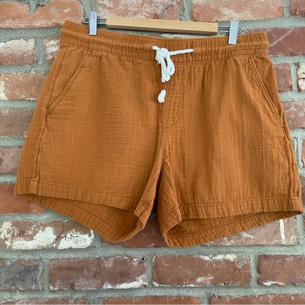 Old Navy High Waisted Cotton Guaze Shorts Brown Sly Fox Large Pull On Elastic